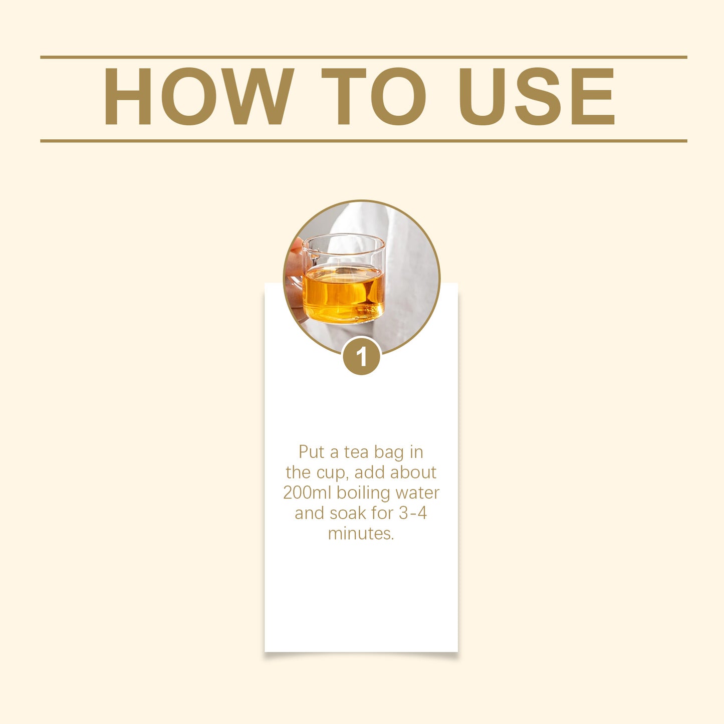 Herbal Prostate Health Tea for Men with instructions: steep tea bag in boiling water for 3-4 minutes.