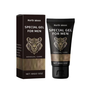 Prosmale Men's Intimate Arousal Gel in a black tube with a lion graphic, packaged in a matching box, 60g / 2oz.