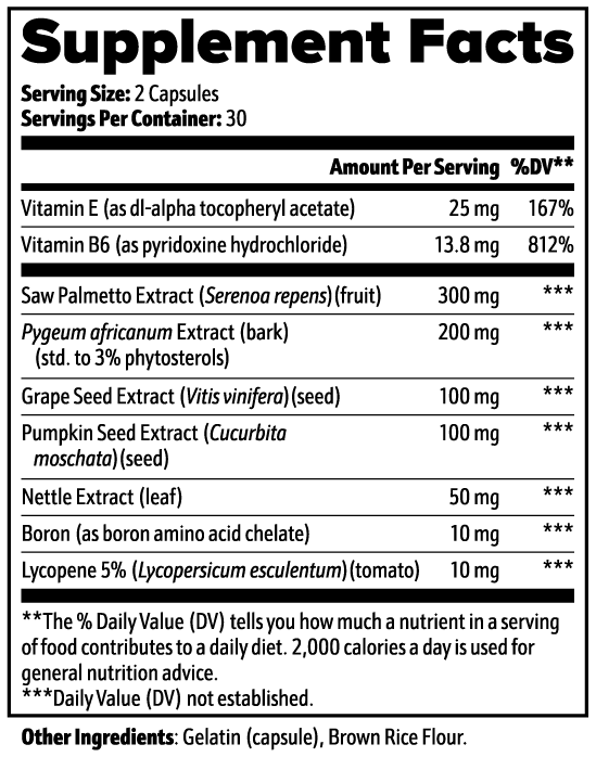 Advanced Prostate Support Supplement for Men – Saw Palmetto, Pygeum & Vitamin E