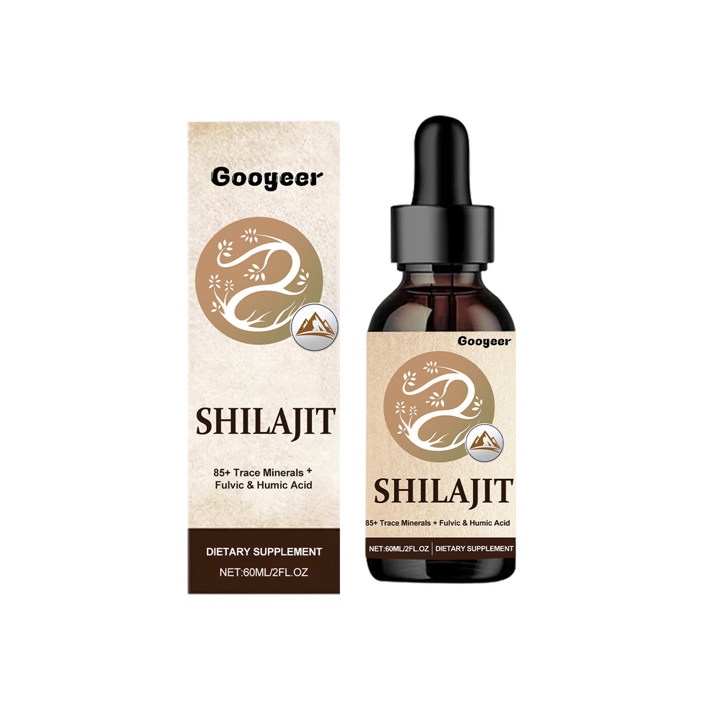 Shilajit Liquid Drops – 85+ Trace Minerals, Fulvic & Humic Acid, 60ml