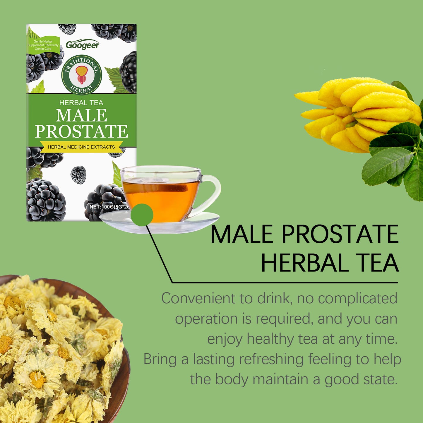 Male Prostate Herbal Tea – Ginseng & Chrysanthemum Daily Wellness Tea