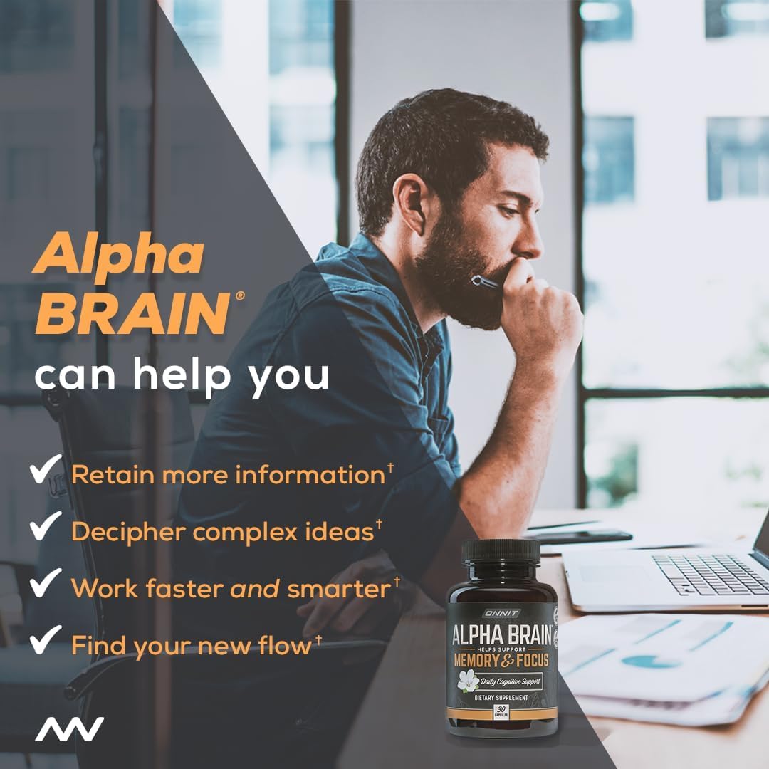 Alpha Brain Nootropic Supplement – Memory, Focus & Mental Speed, 90 Capsules