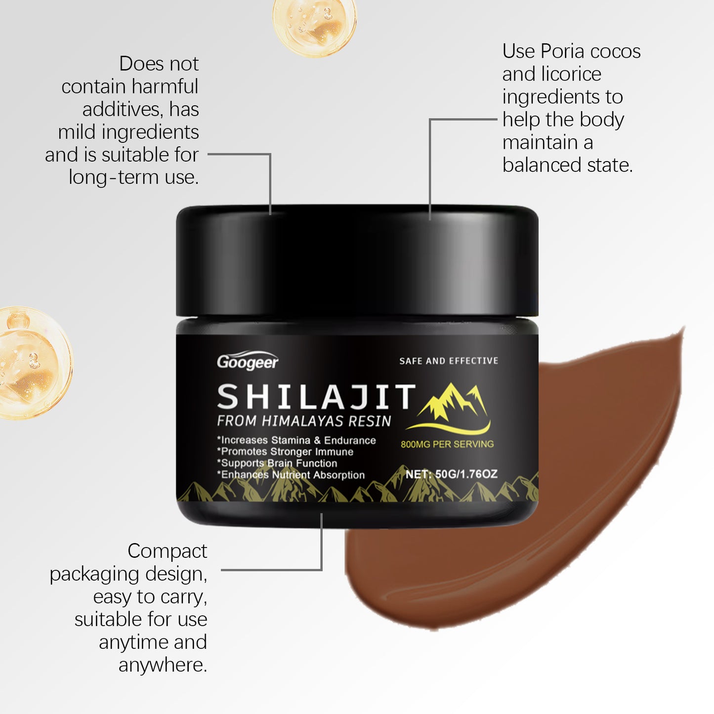 Himalayan Shilajit Resin 800mg – Stamina, Brain & Immune Support, 50g