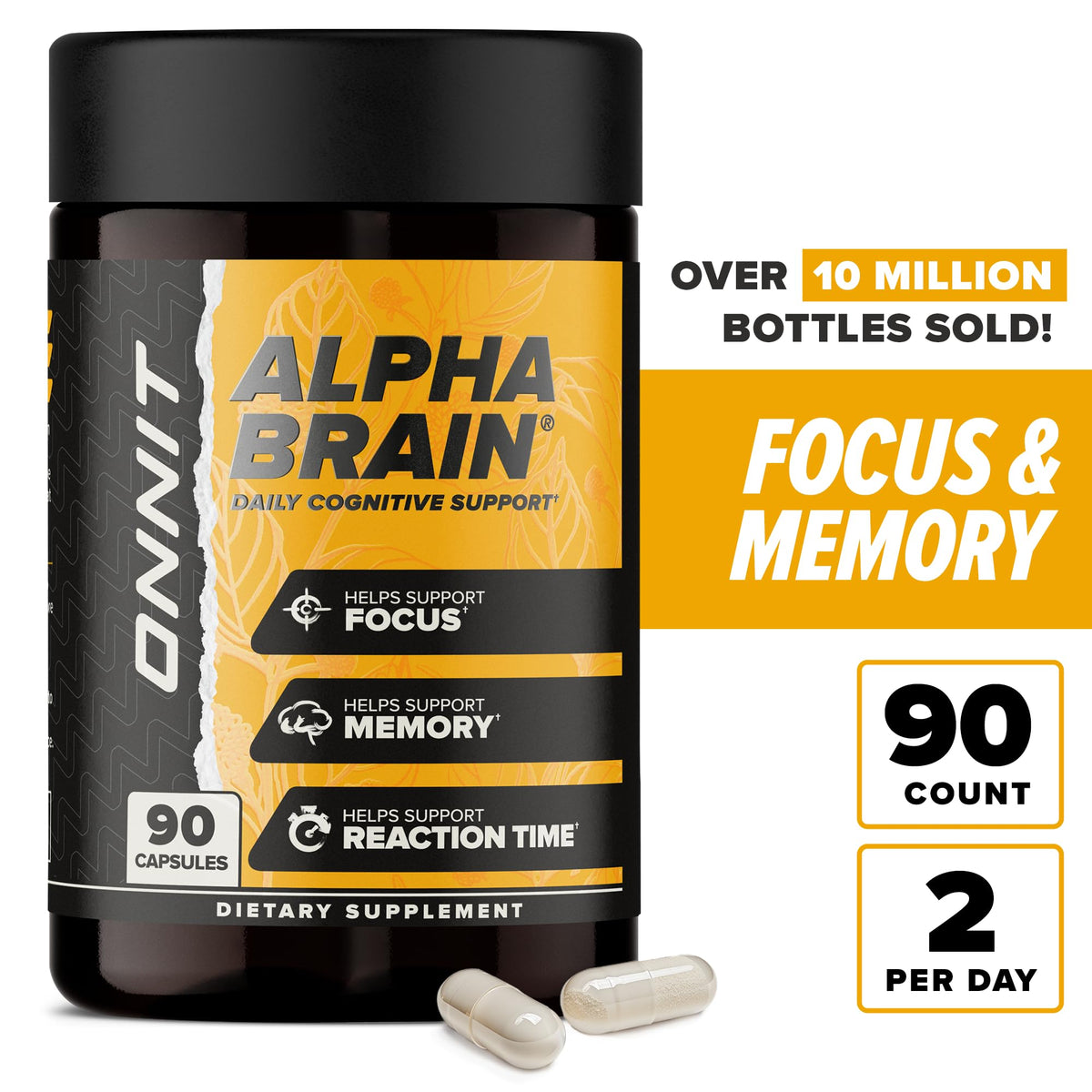Alpha Brain Nootropic Supplement – Memory, Focus & Mental Speed, 90 Capsules