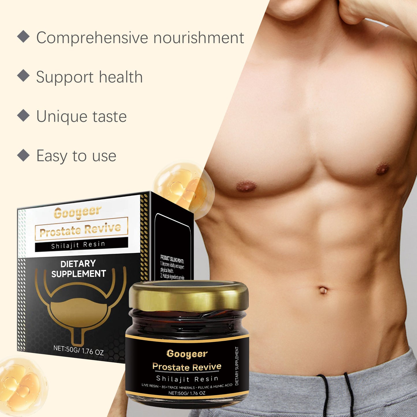 Prostate Revive Shilajit Resin – Herbal Wellness Formula, 50g