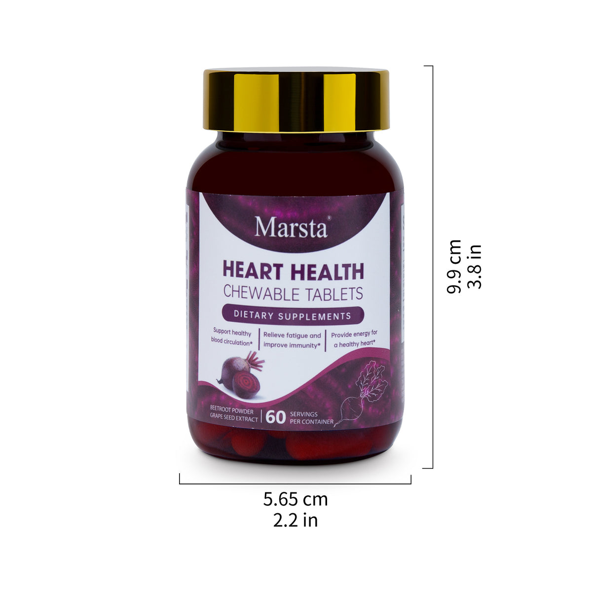 Beetroot Chewable Tablets with Grape Seed & Vitamin C – 60 Count