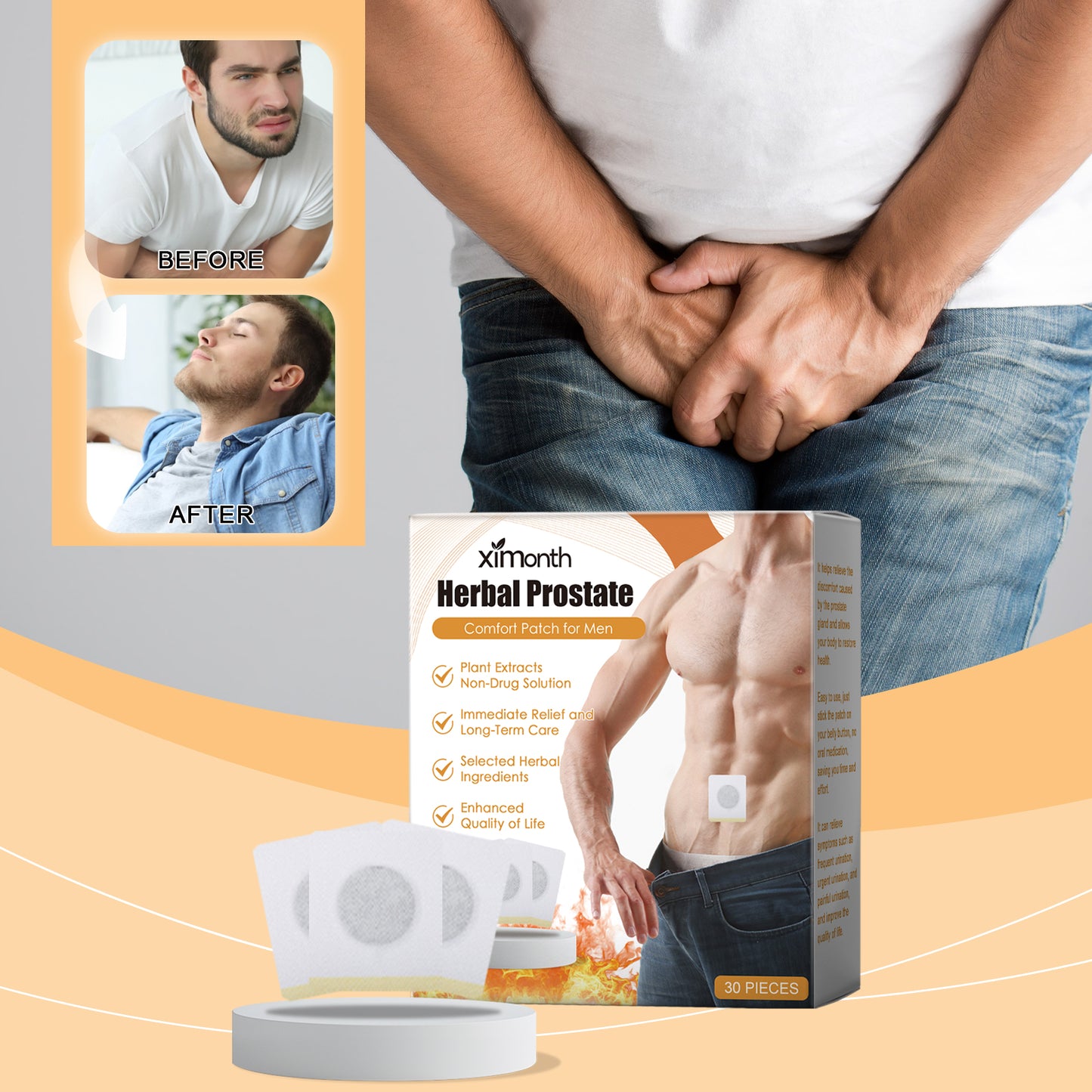 Herbal Prostate Comfort Patch for Men – Pelvic Relief & Prostate Care
