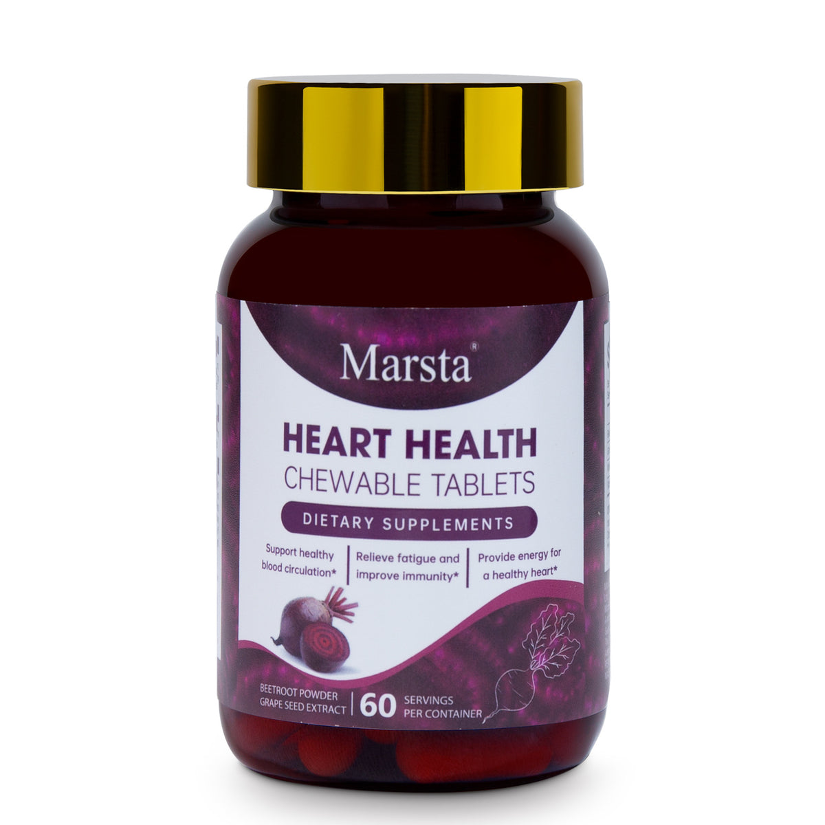 Beetroot Chewable Tablets with Grape Seed & Vitamin C – 60 Count