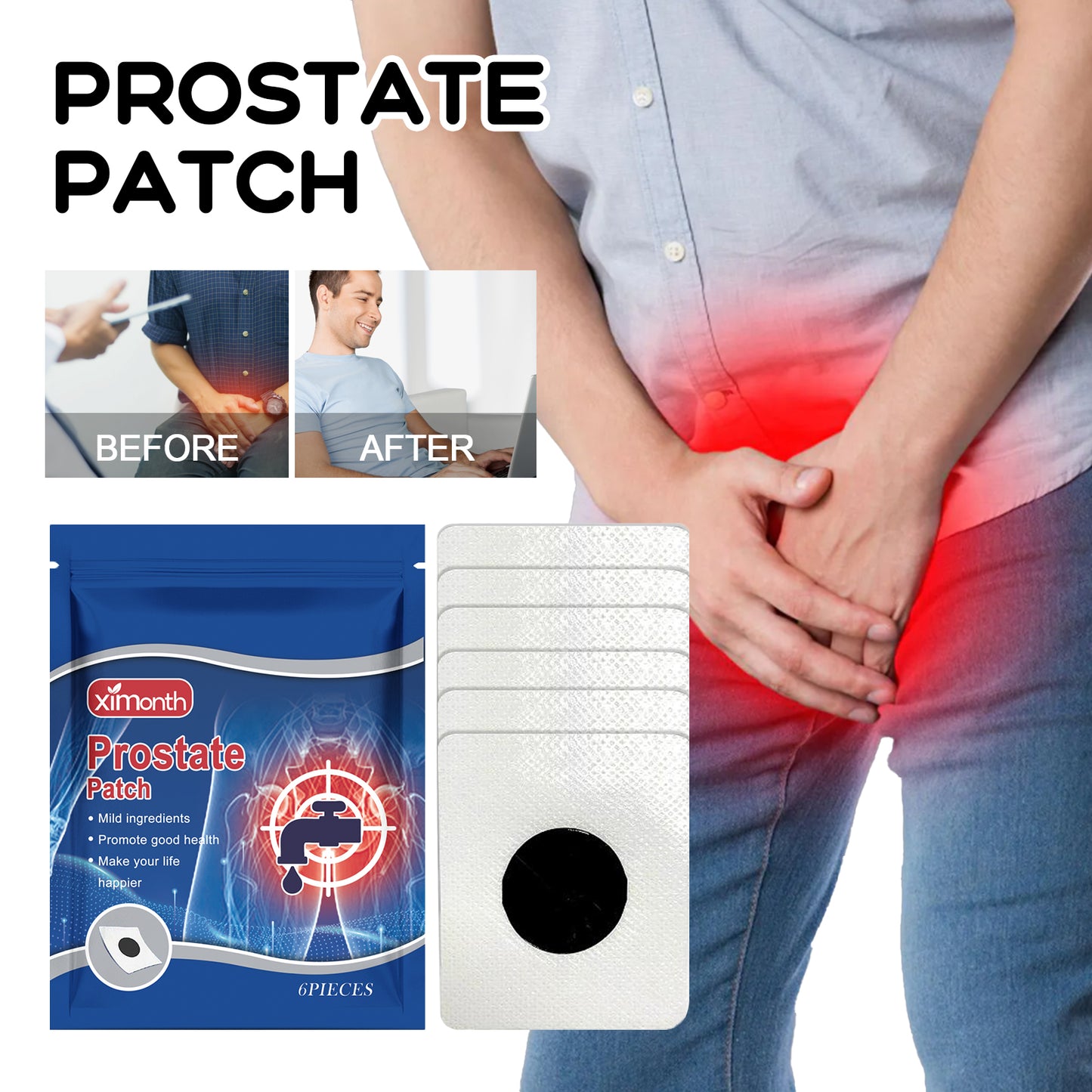 Men's Herbal Vitality Patch – ED & Male Wellness Support, 6 Patches
