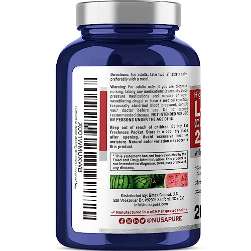 L-Citrulline DL-Malate 2,400mg – 200 Vegetarian Tablets, Non-GMO, 100-Day Supply