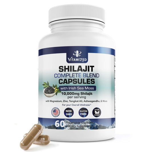 Pure Himalayan Shilajit for Men   Boost Stamina & Athleticism Support Metabolism & Energy  10000mg Shilajit Ashwagandha Supplements   Irish Sea Moss Tongkat Ali PQQ & More   60 Shilajit Capsules