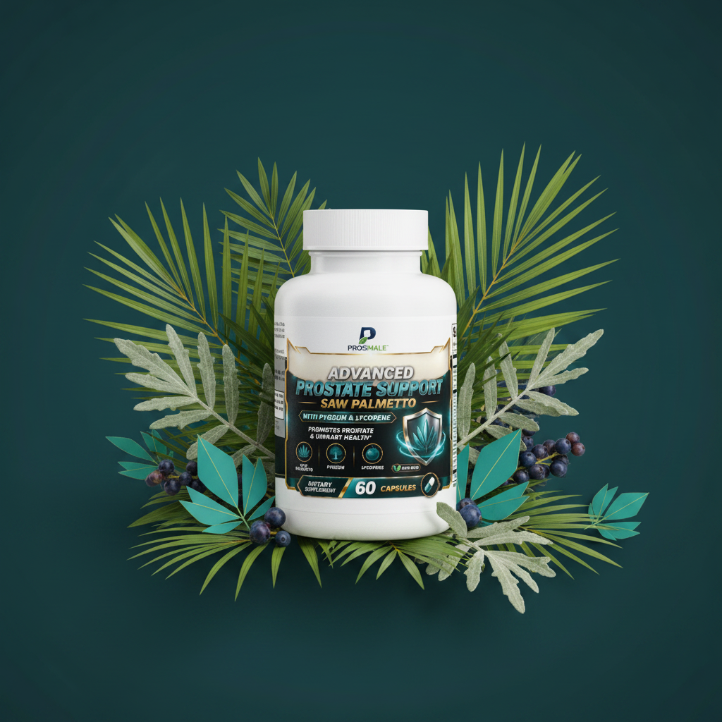 Prostate Support natural supplement bottle with botanical ingredients - Prosmale